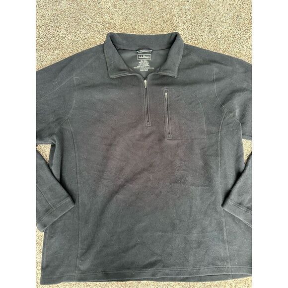 L.L. Bean Men’s Fleece Quarter Zip Up Pullover Jacket Performance Black Size XL - Picture 2 of 6
